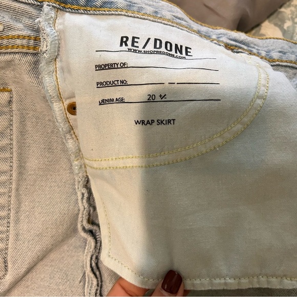 RE/DONE & PAM Mid Rise Wrap Jean Skirt Maliblue Size 27 - Picture 12 of 16